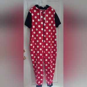 Disney NEW PARKS Minnie Mouse With Ears Bodysuit Hooded Polka Dotted  sz XXL
